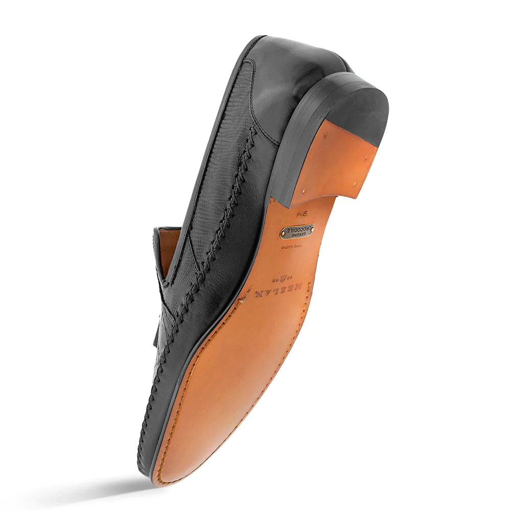 Mezlan Crocodile Tassel Moccasin Black (7394-CL)