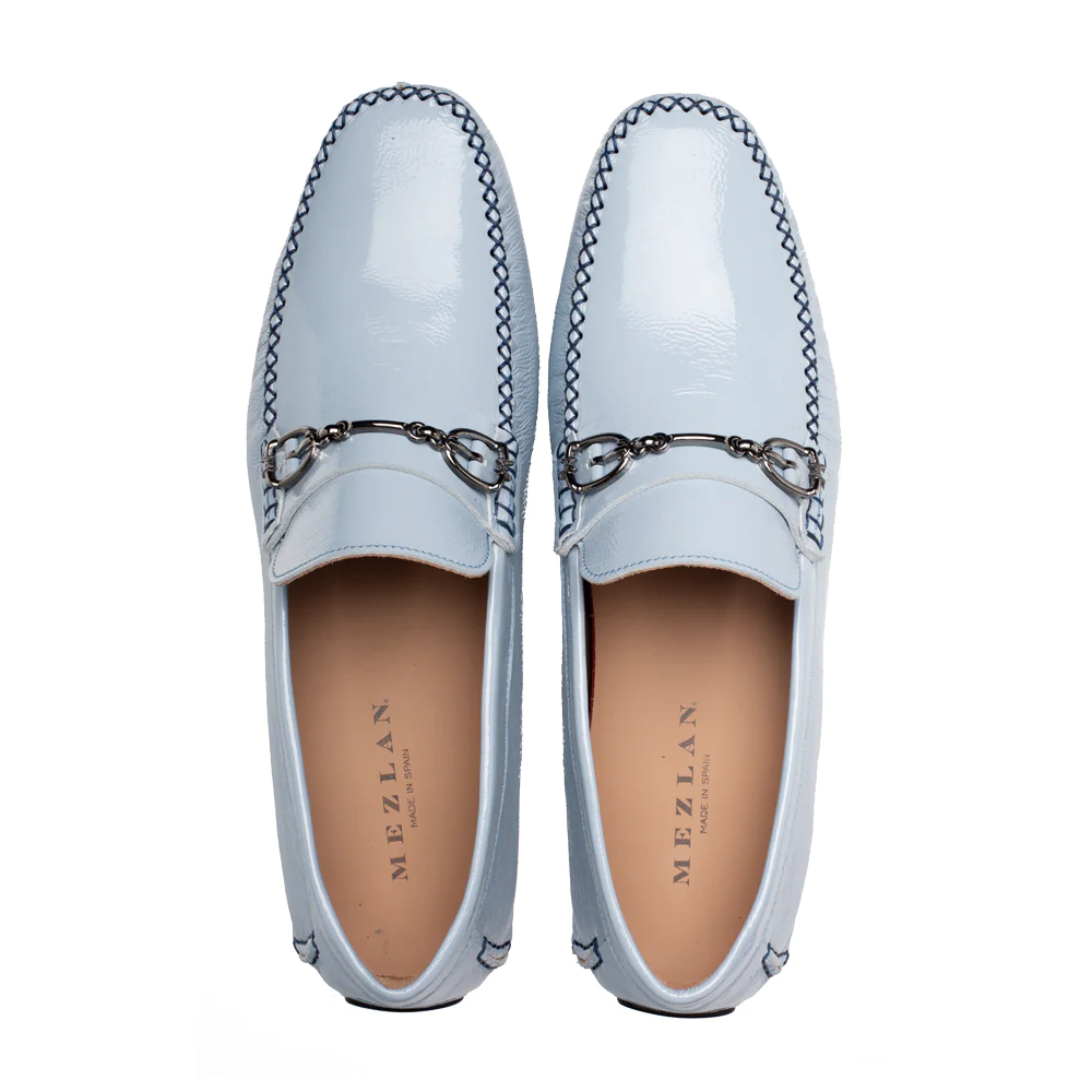 Mezlan R7417 Leather Bit Driver Sky Blue