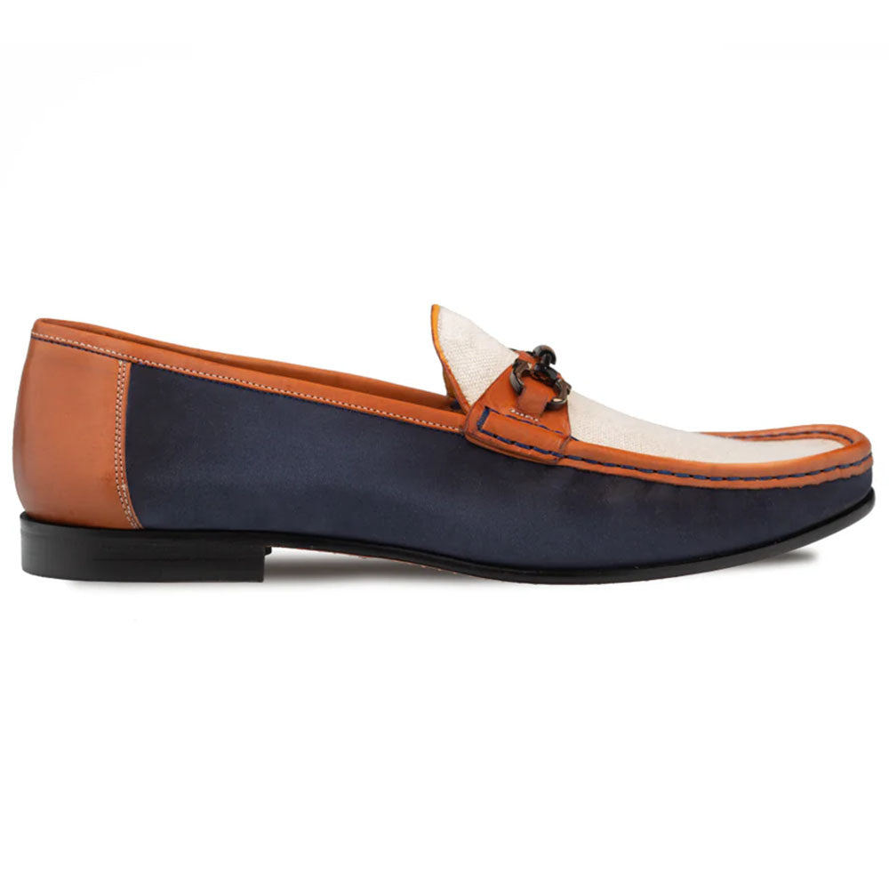 Mezlan Keanll Nubuck & Linen Moccasin Blue / Multi
