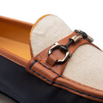 Mezlan Keanll Nubuck & Linen Moccasin Blue / Multi (7446)
