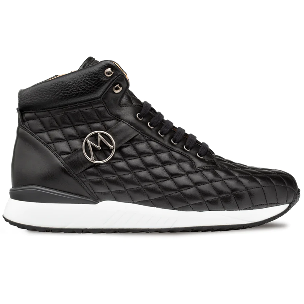 Mezlan Quilted Hi-Top Napa Sneaker Black