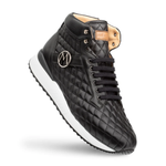 Mezlan Quilted Hi-Top Napa Sneaker Black 
