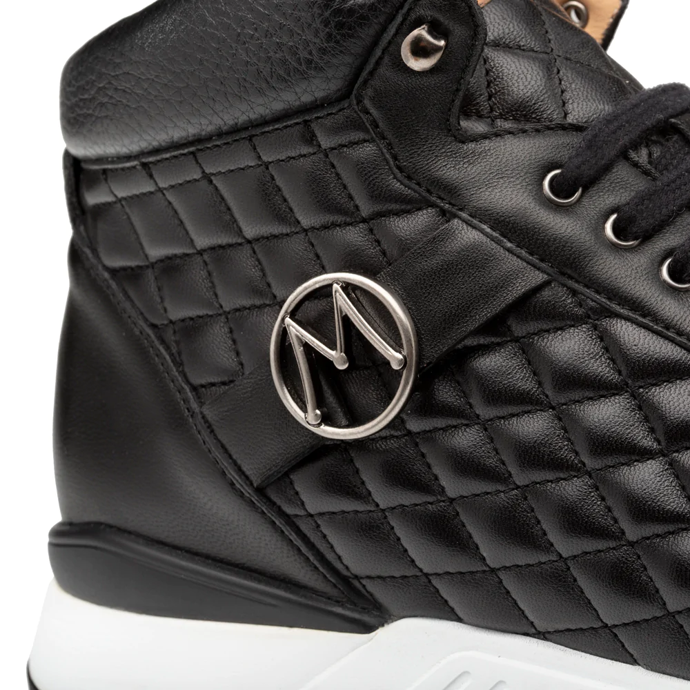 Mezlan Quilted Hi-Top Napa Sneaker Black 