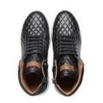 Mezlan Quilted Hi-Top Napa Sneaker Black 