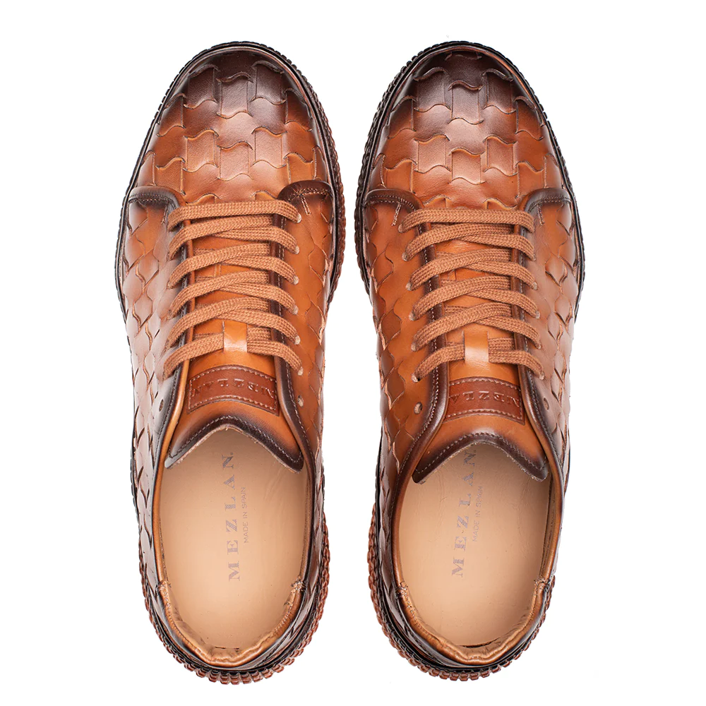 Mezlan Woven Leather Super Sneaker Tan (A20603)