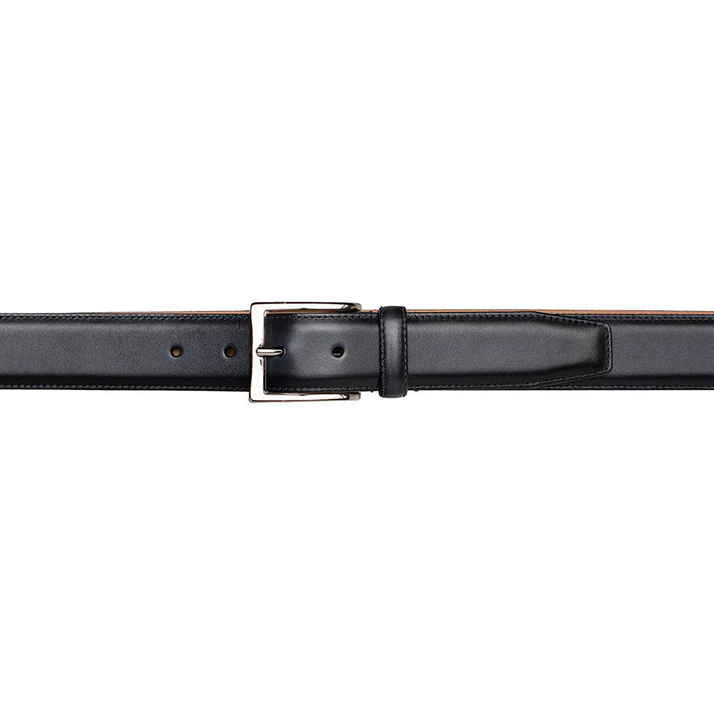 Mezlan Classic Calfskin Patina Belt Black