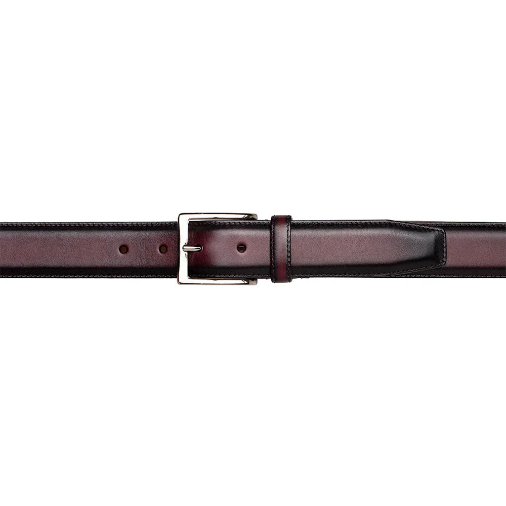 Mezlan Classic Calfskin Patina Belt Burgundy