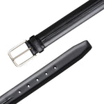 Mezlan Center-Piped Calfskin Belt Black