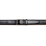 Mezlan Center-Piped Calfskin Belt Black