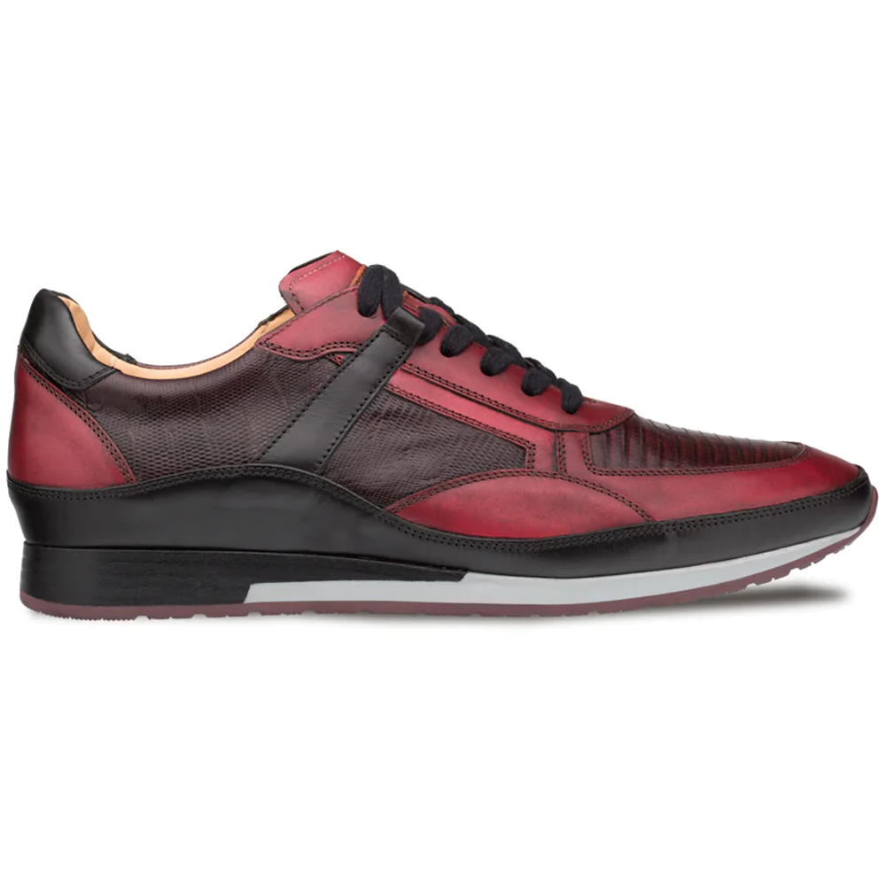 Mezlan Lizard & Leather Sneaker Black / Burgundy