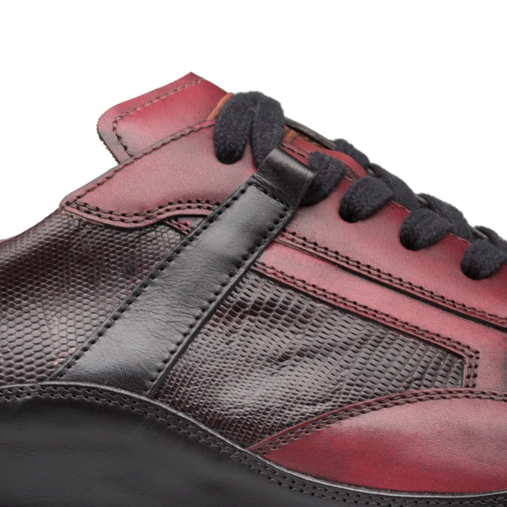 Mezlan Lizard & Leather Sneaker Black / Burgundy (AX4873-L)
