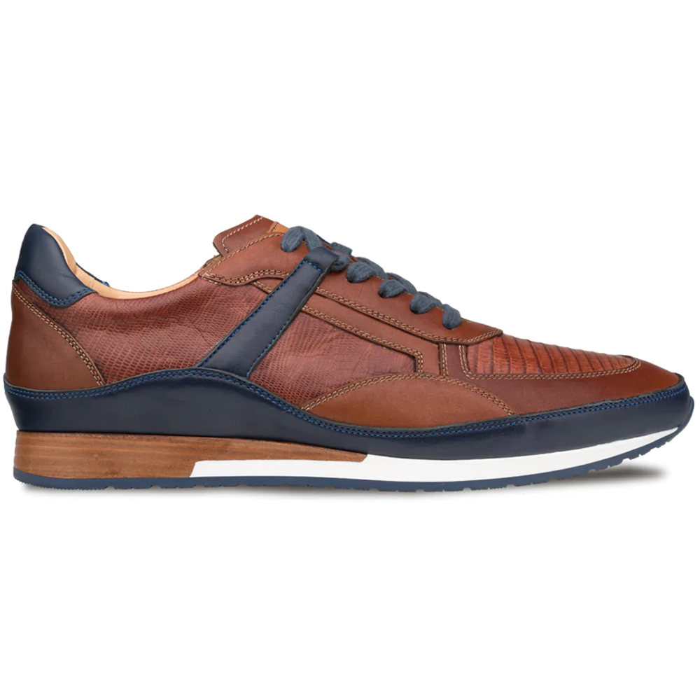 Mezlan Lizard & Leather Sneaker Blue / Cognac