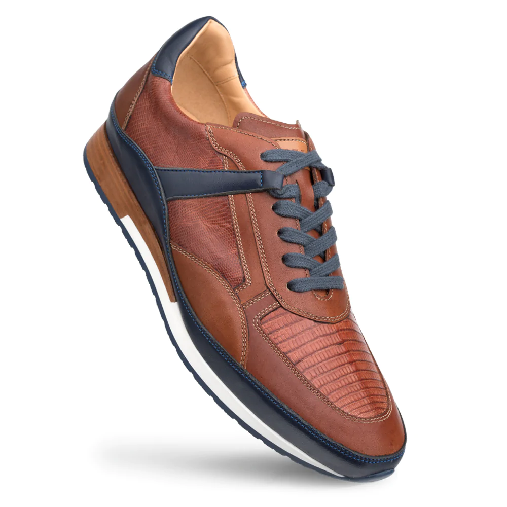 Mezlan Lizard & Leather Sneaker Blue / Cognac (AX4873-L)