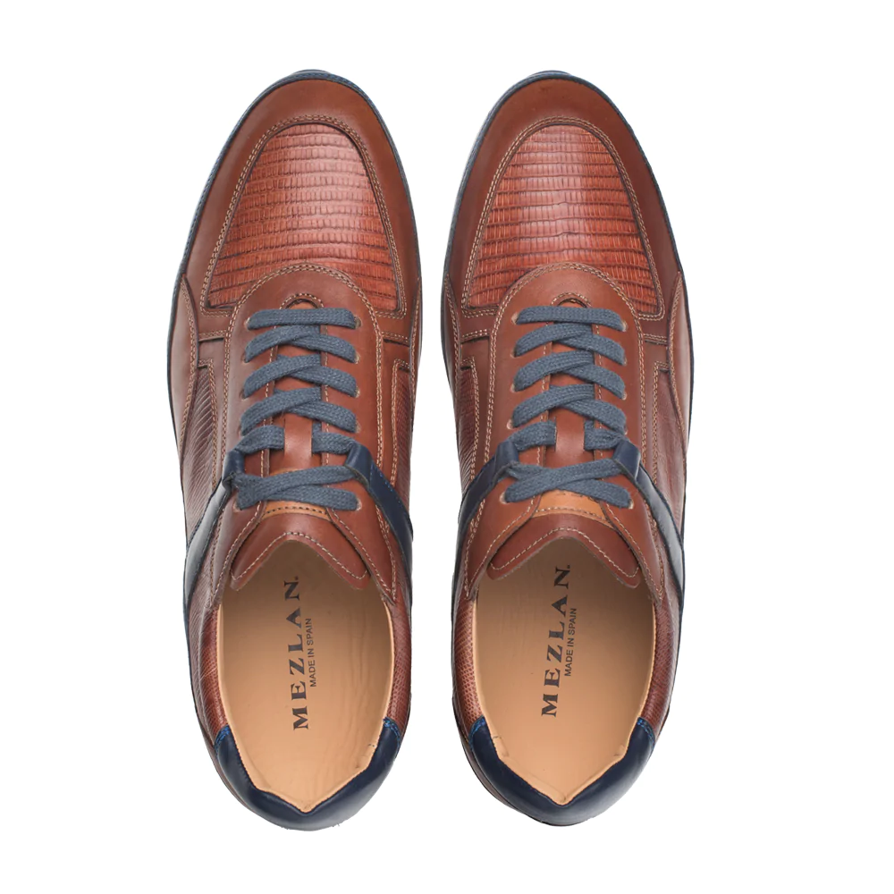 Mezlan Lizard & Leather Sneaker Blue / Cognac (AX4873-L)