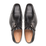 Mezlan Calfskin Cap Toe Monkstrap Shoes Black (E20244)