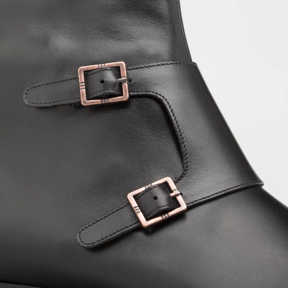Mezlan Patina Double Buckle Boot Black 