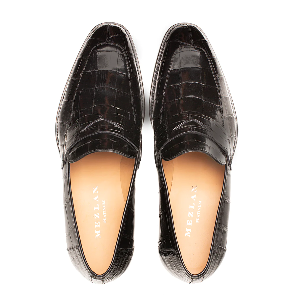 Mezlan Piccolo Alligator Penny Loafer Black (4954-J)