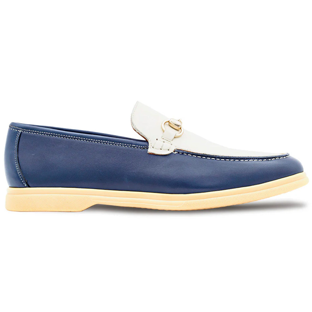 Mezlan Rubber Sole Ornament Moccasin Blue / Bone (R21171)