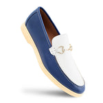 Mezlan Rubber Sole Ornament Moccasin Blue / Bone (R21171)