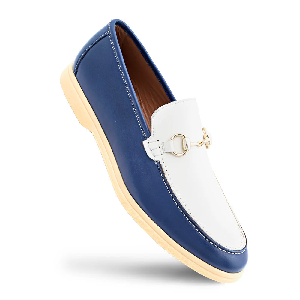 Mezlan Rubber Sole Ornament Moccasin Blue / Bone (R21171)