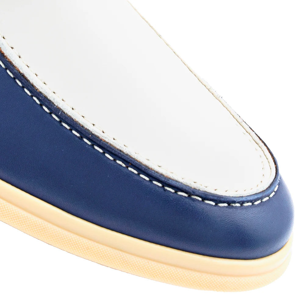 Mezlan Rubber Sole Ornament Moccasin Blue / Bone (R21171)