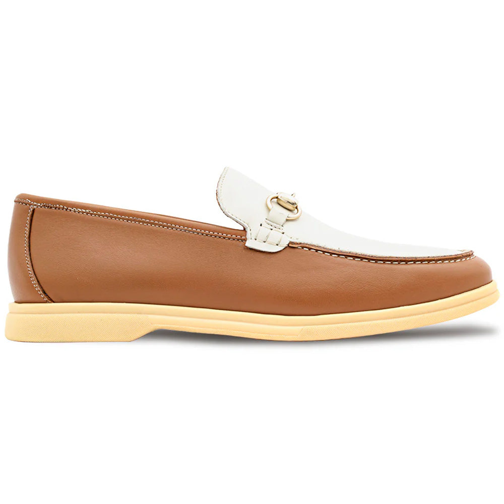 Mezlan Rubber Sole Ornament Moccasin Cognac / Bone (R21171)