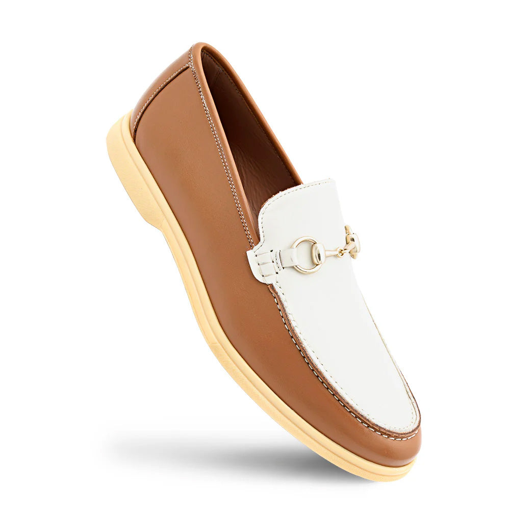 Mezlan Rubber Sole Ornament Moccasin Cognac / Bone (R21171)
