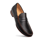 Mezlan Perforated Penny Moccasin Black (R7388)