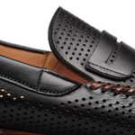 Mezlan Perforated Penny Moccasin Black (R7388)