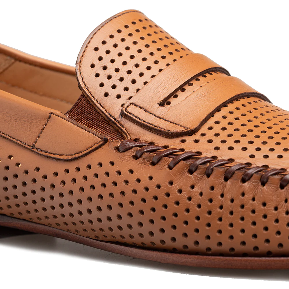 Mezlan Perforated Penny Moccasin Cognac (R7388)