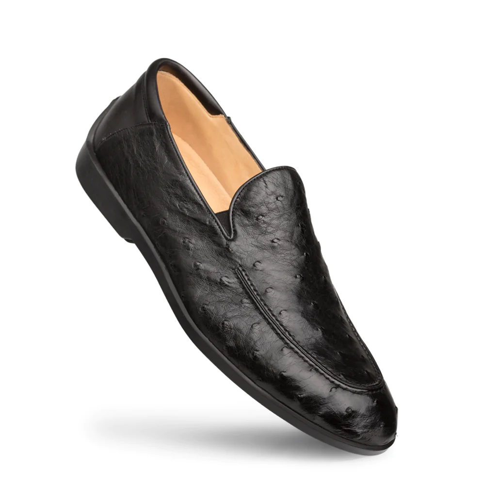 Mezlan Ostrich Rubber Sole Loafer Black (RX4842-S)