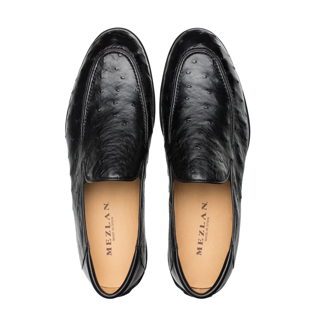 Mezlan Ostrich Rubber Sole Loafer Black (RX4842-S)