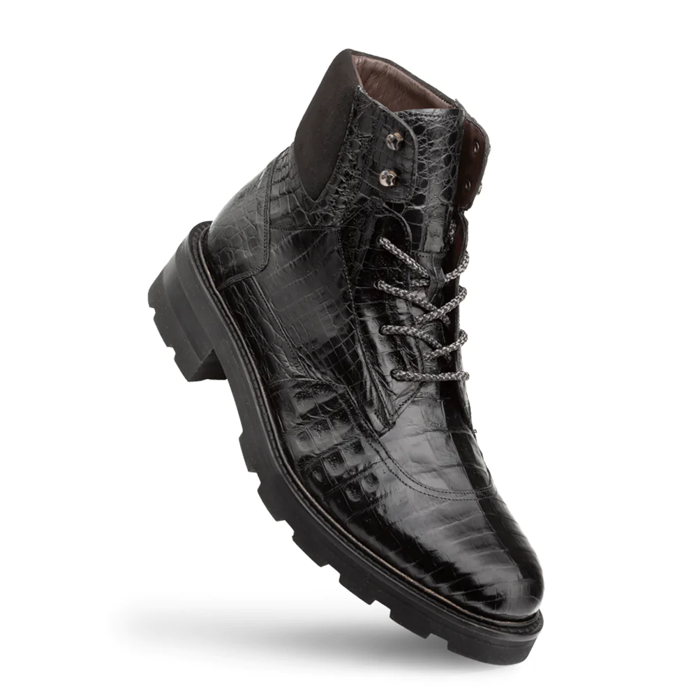 Mezlan Crocodile Rugged Boot Black 
