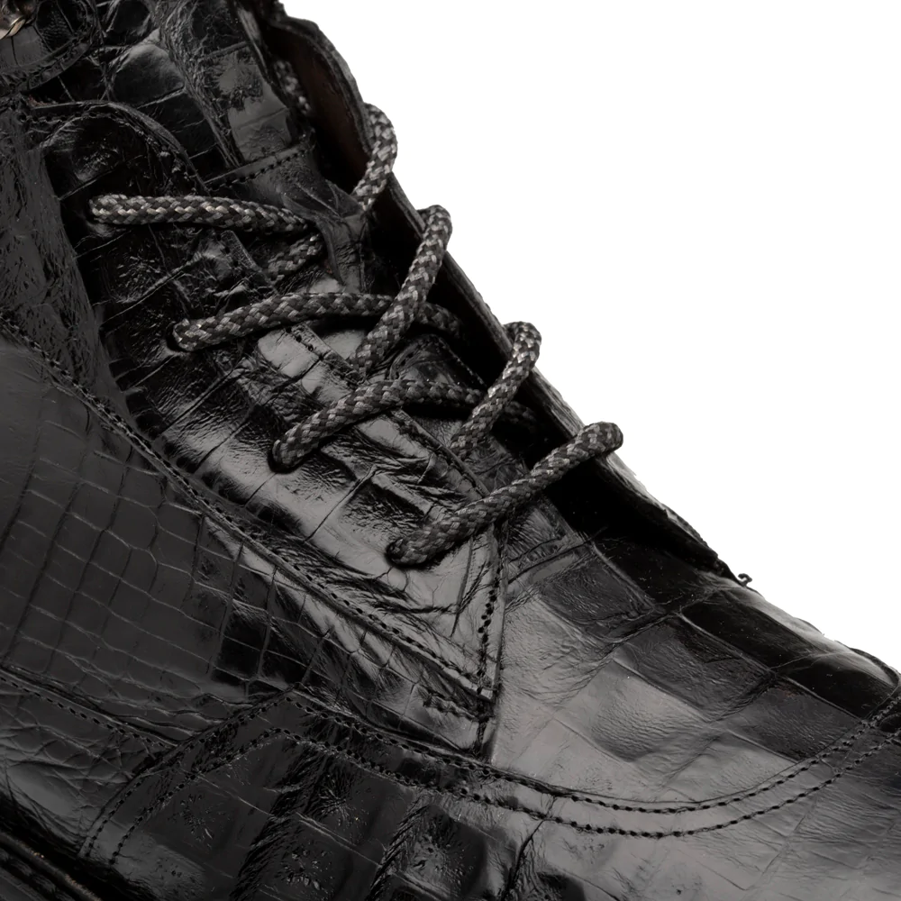 Mezlan Crocodile Rugged Boot Black 