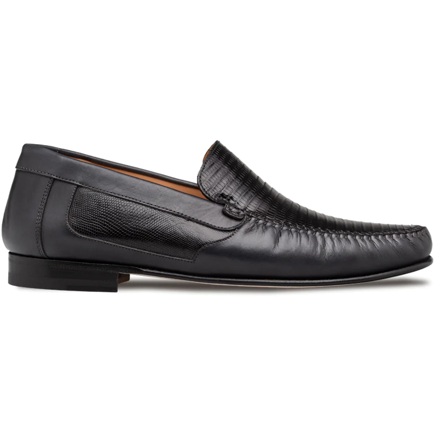 Mezlan Lizard / Nappa Moccasin Black