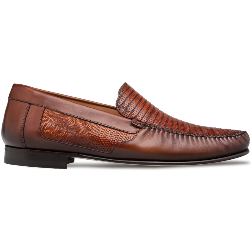 Mezlan Lizard / Nappa Moccasin Cognac