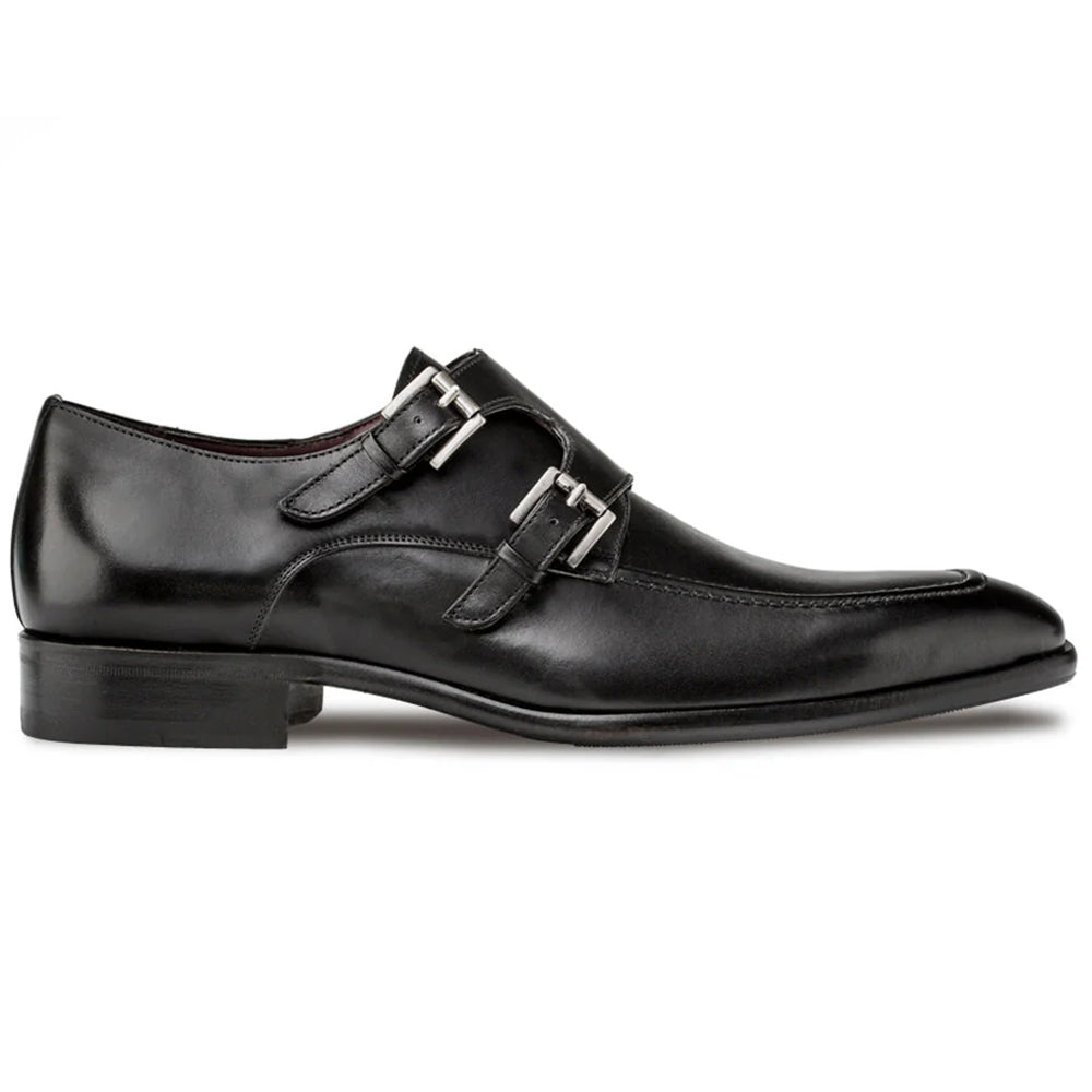 Mezlan Leather Double Monk Strap Black
