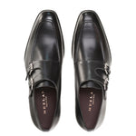 Mezlan Leather Double Monk Strap Black