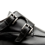 Mezlan Leather Double Monk Strap Black