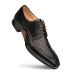 Mezlan Opanka Perforated Leather Derby Shoes Black