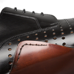 Mezlan Opanka Perforated Leather Derby Shoes Black