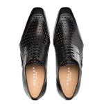 Mezlan Opanka Perforated Leather Derby Shoes Black