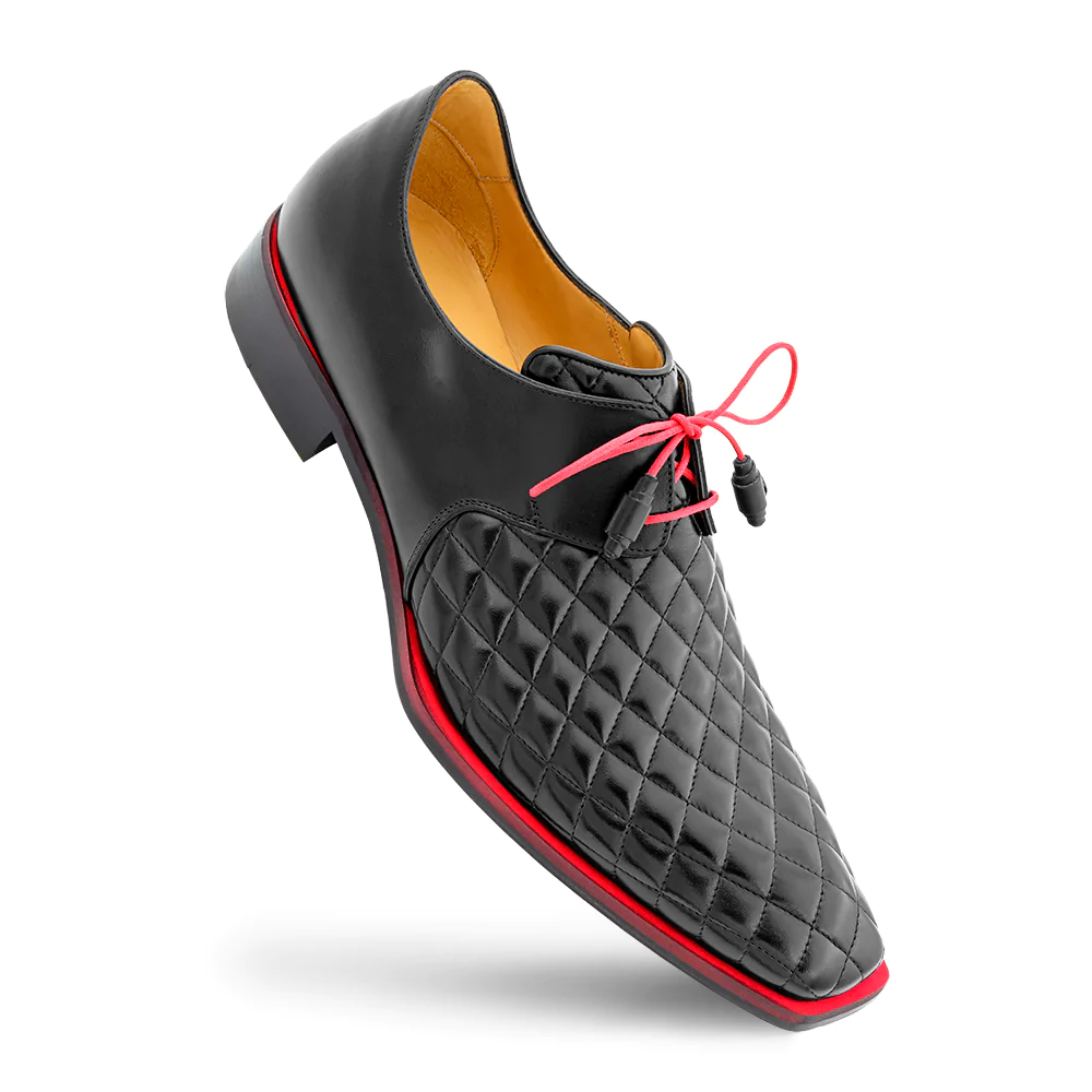 Mezlan Quilted Leather Derby Black 