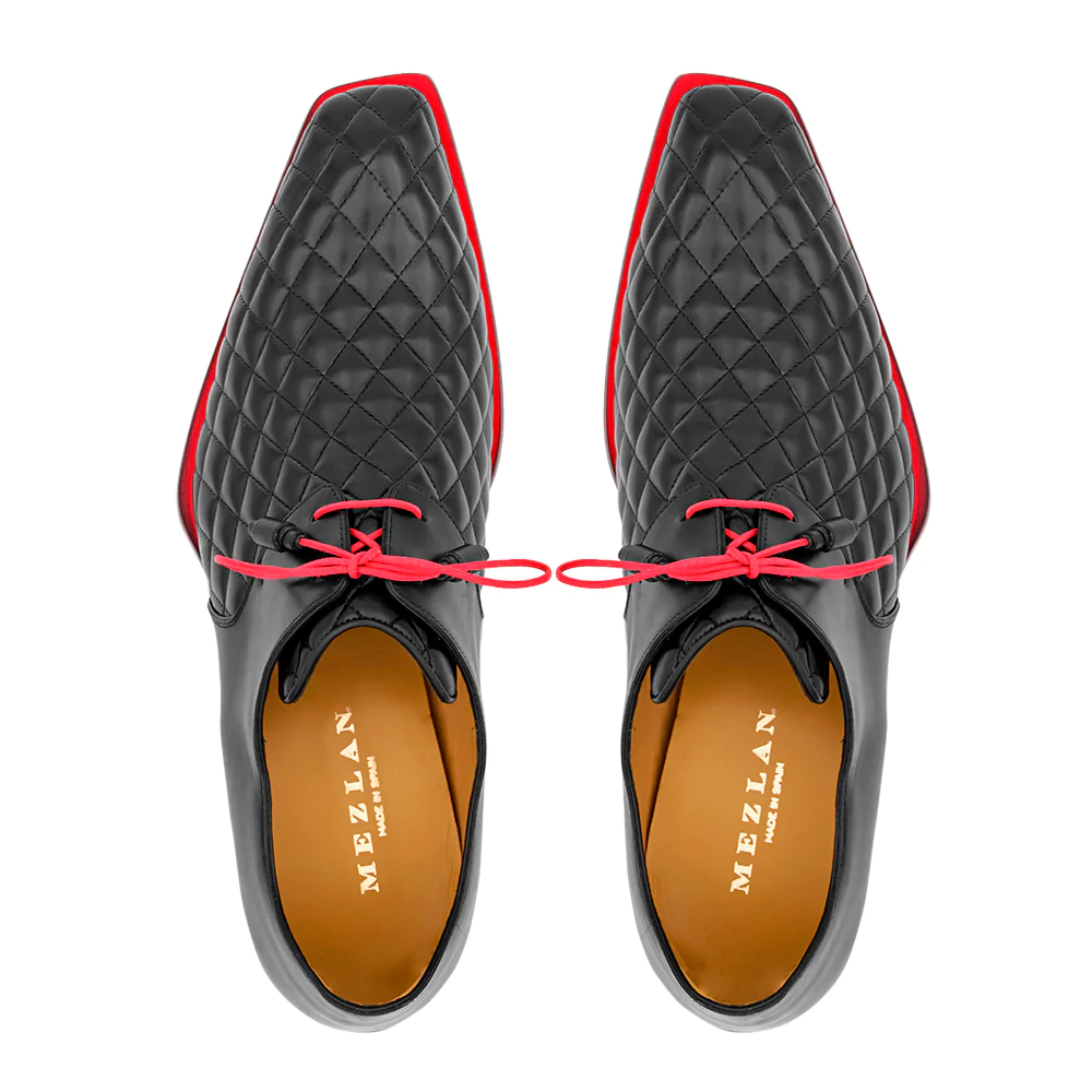 Mezlan Quilted Leather Derby Black 