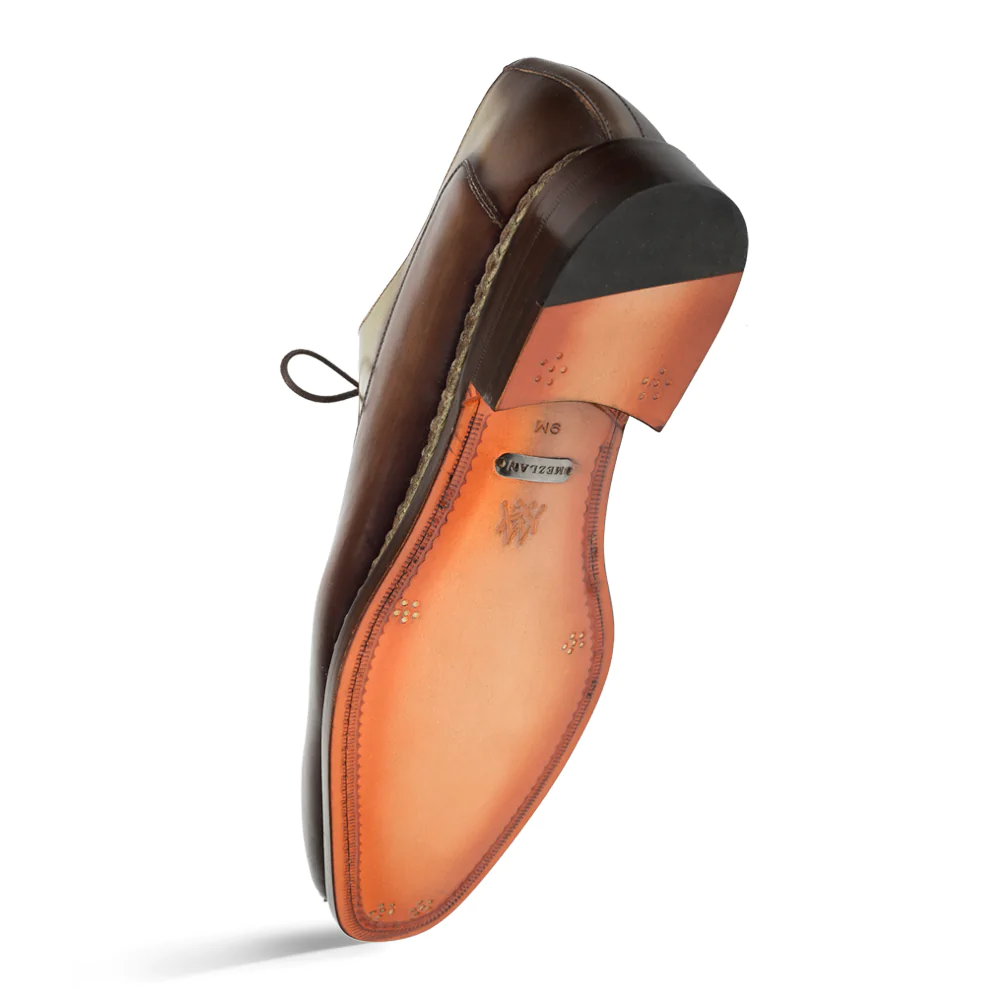 Mezlan Calfskin Patina Welt Oxfords Mocha