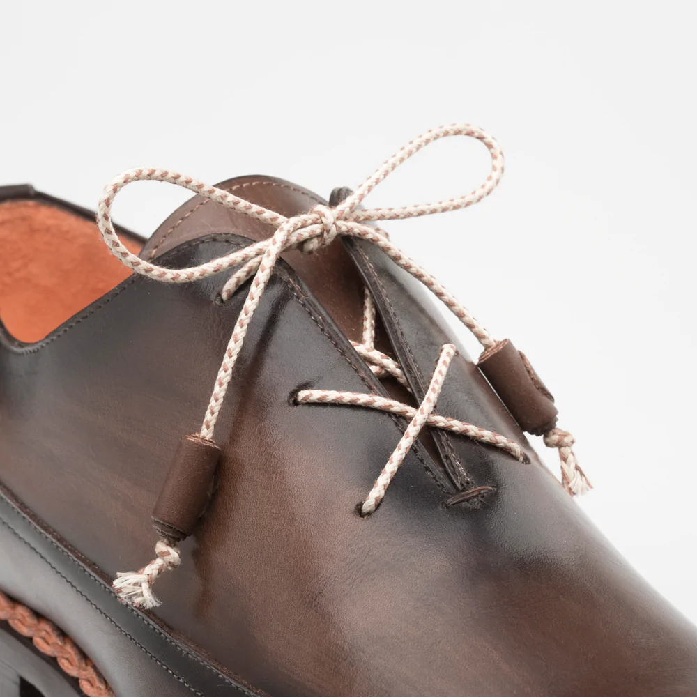 Mezlan Calfskin Patina Welt Oxfords Mocha