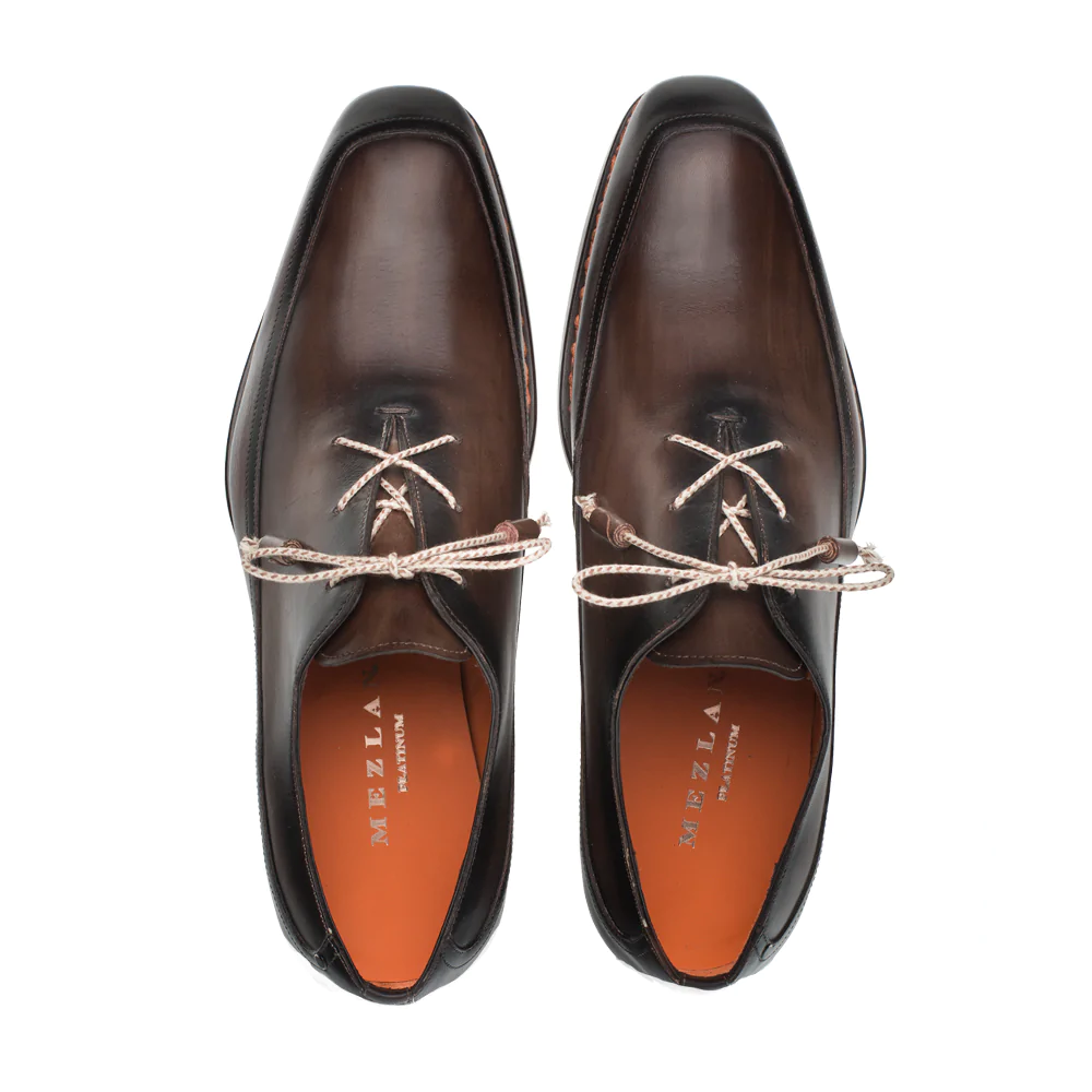 Mezlan Calfskin Patina Welt Oxfords Mocha