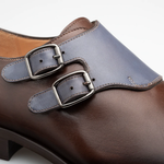 Mezlan Double Buckle Duo Tone Monk Strap Brown / Blue 