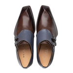 Mezlan Double Buckle Duo Tone Monk Strap Brown / Blue 