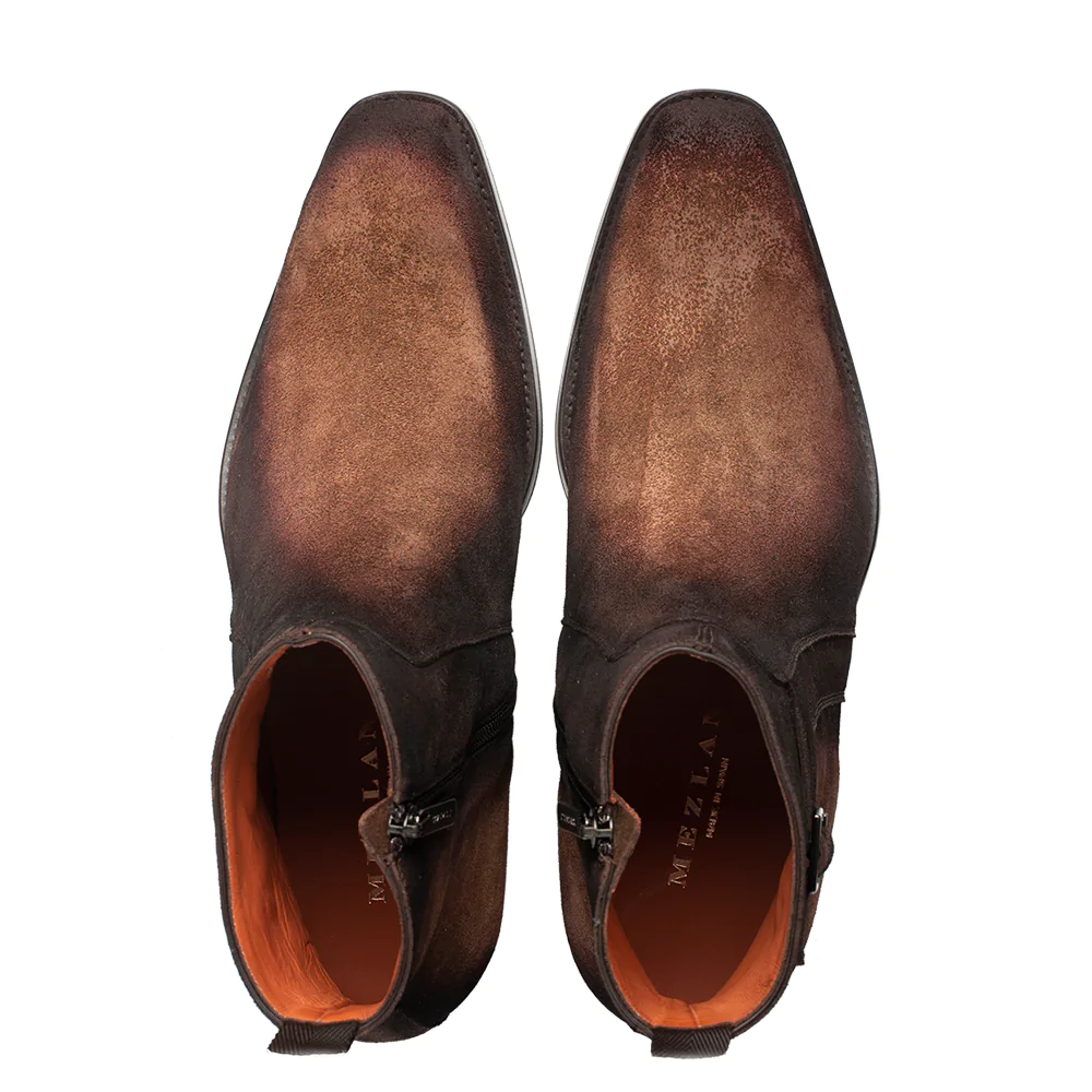 Mezlan Burnished Suede Ankle Boot Tan